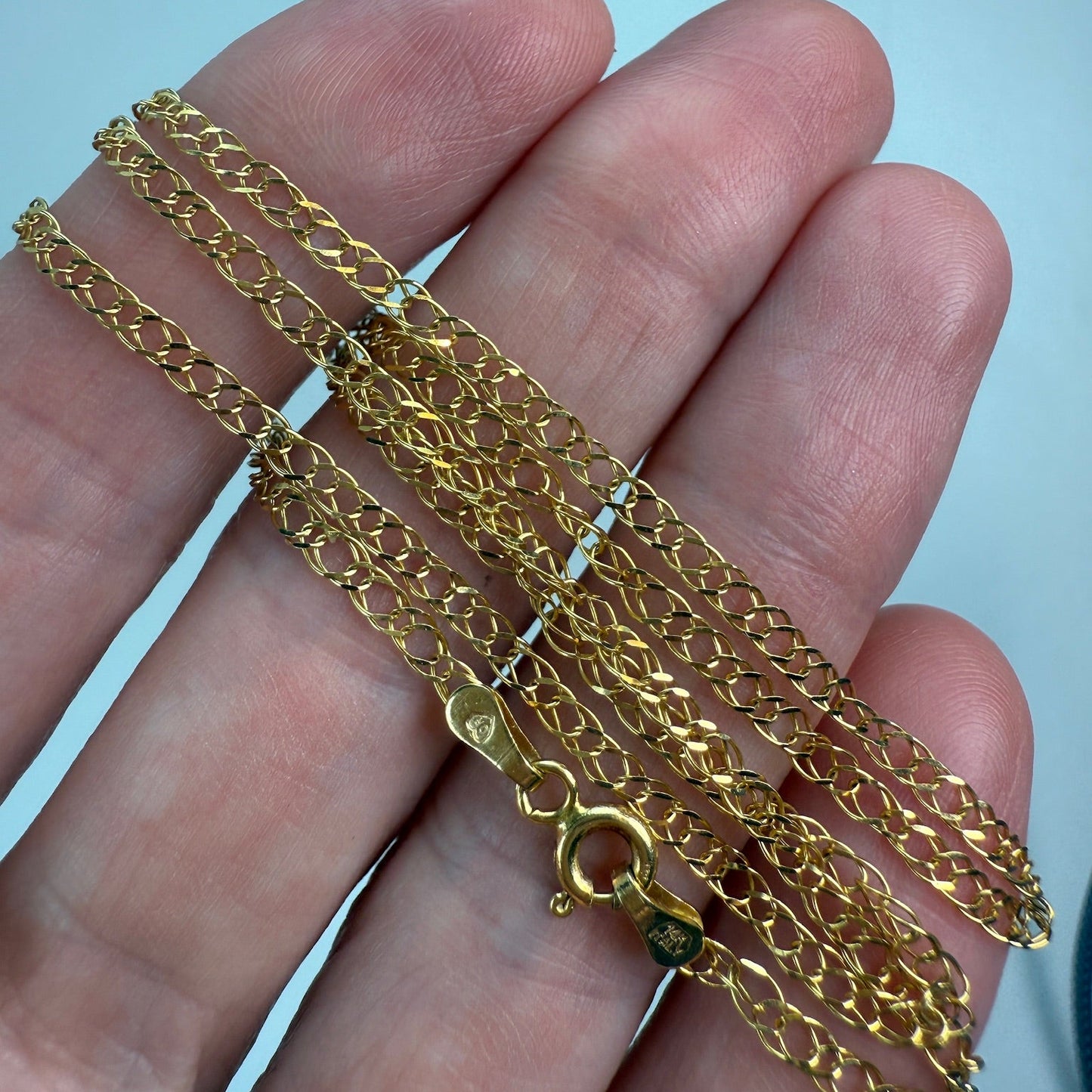 18" Italian Solid 14K Yellow Gold Double Link Chain, 2.14 g