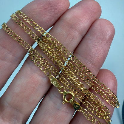 18" Italian Solid 14K Yellow Gold Double Link Chain, 2.14 g