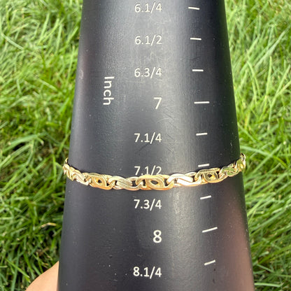 7.5" Italian Solid 14K Two-Tone Gold Open Link Bracelet, 7.68 g