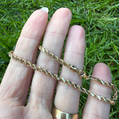 7.25" Solid 10K Yellow Gold Rope Bracelet, 2.73 g