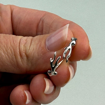 14K Solid White Gold Open Coral Branches Ring – Size 7.5