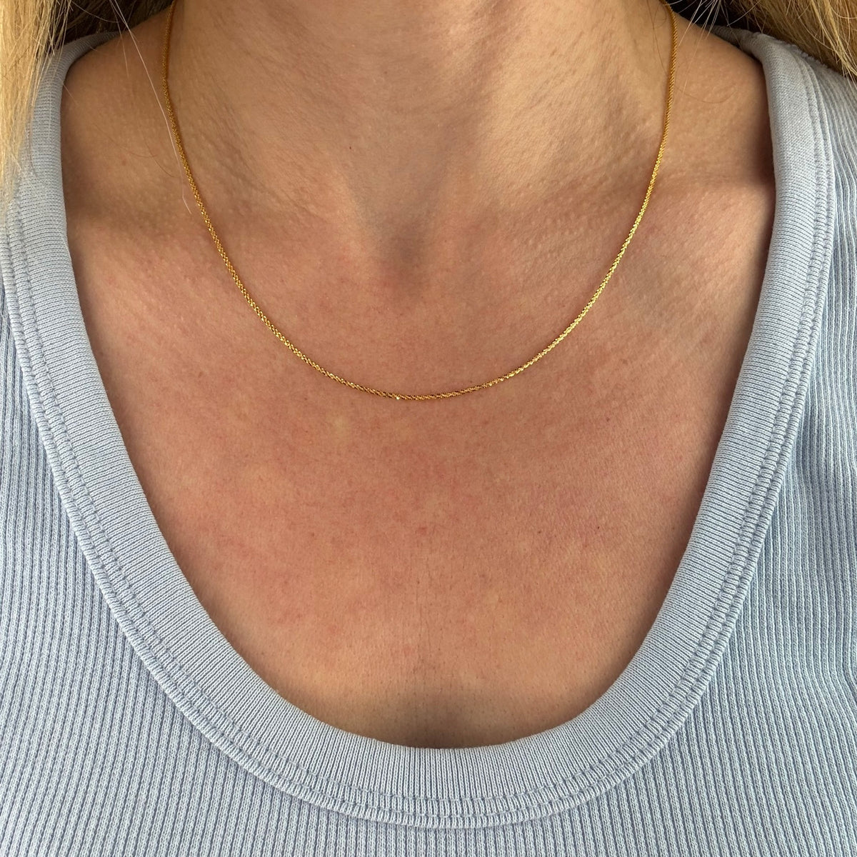 18" Solid 14K Yellow Gold Fine Textured Popcorn Link Chain, 1.80 g