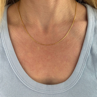 18" Solid 14K Yellow Gold Fine Textured Popcorn Link Chain, 1.80 g