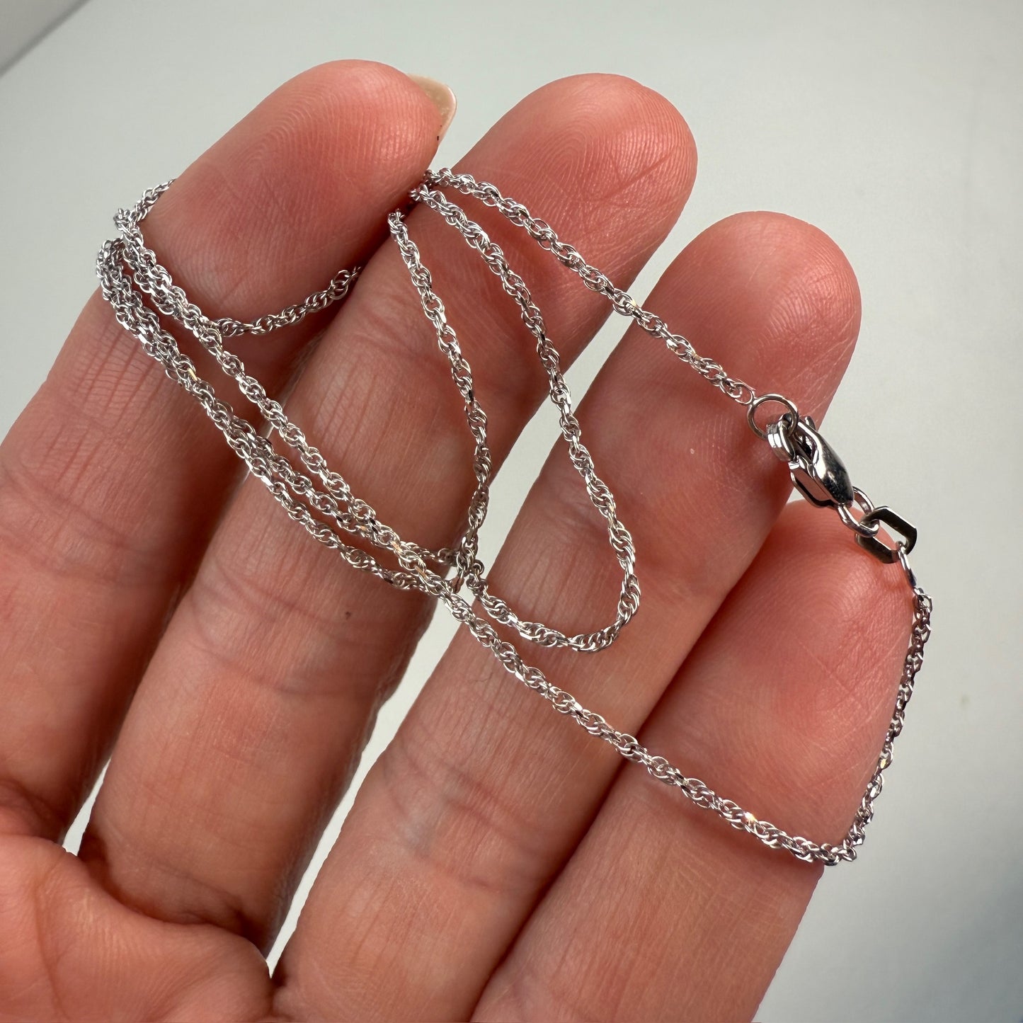 18" Solid 10K White Gold Classic Rope Chain, 1.93