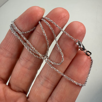 18" Solid 10K White Gold Classic Rope Chain, 1.93