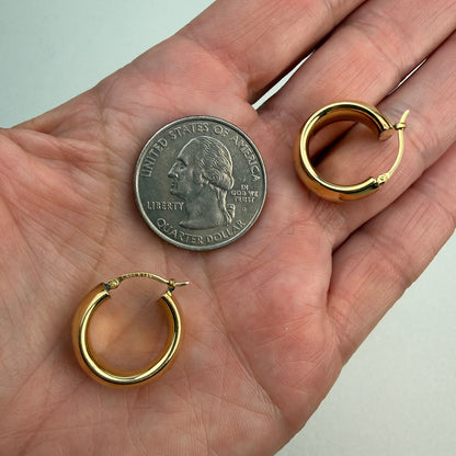 14k Solid Yellow Gold Perfectly Chunky Hoop Earrings, 2.69 g