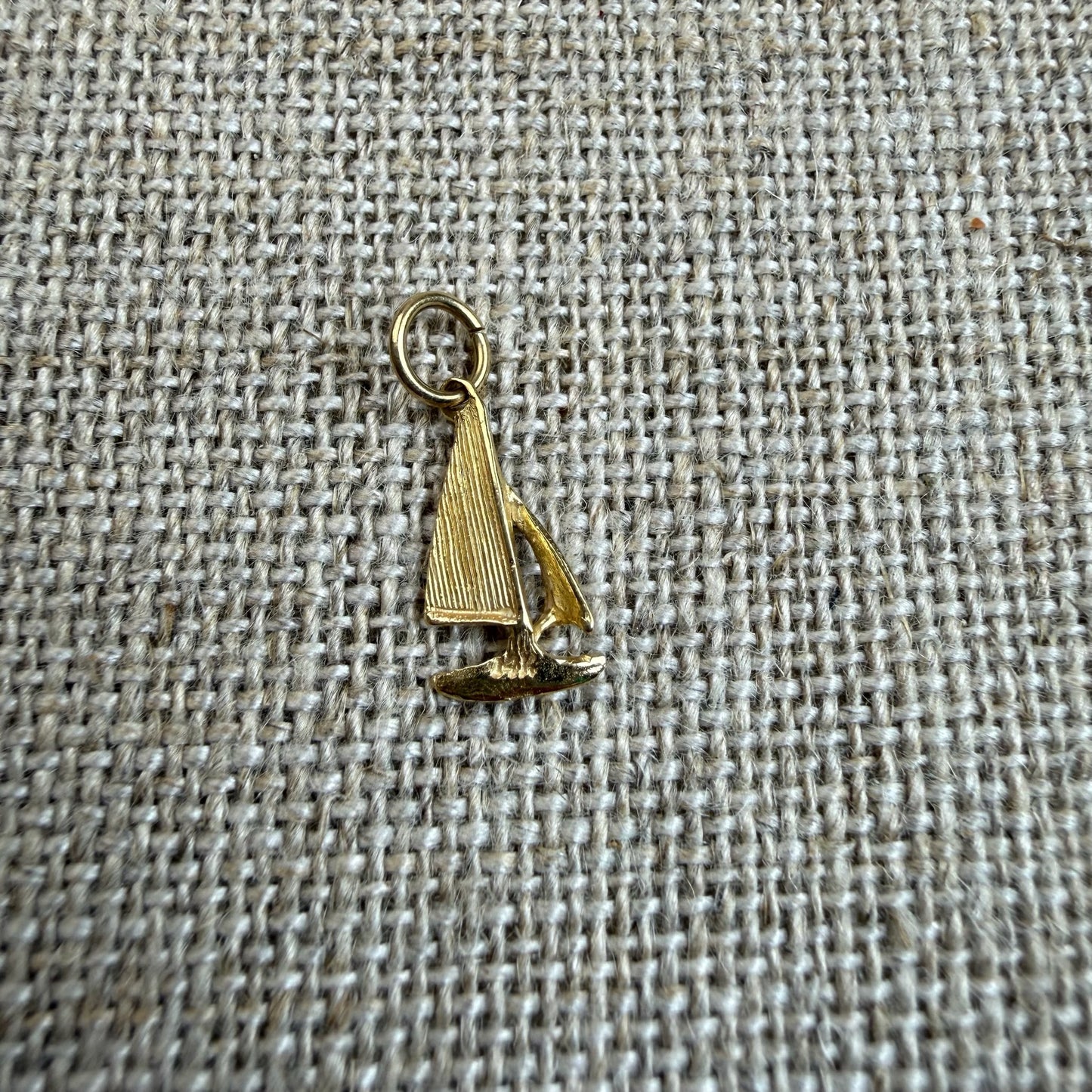 Solid 14K Yellow Gold Coastal Sailboat Charm, .38 grams
