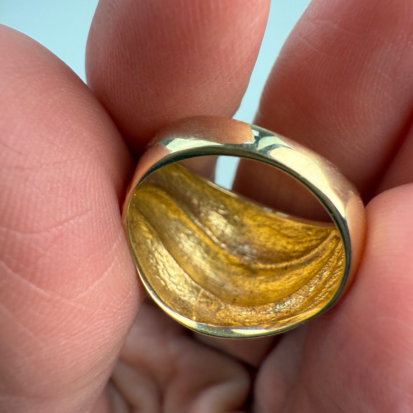 10K Solid Yellow Gold Wave Domed Ring Size 5.5