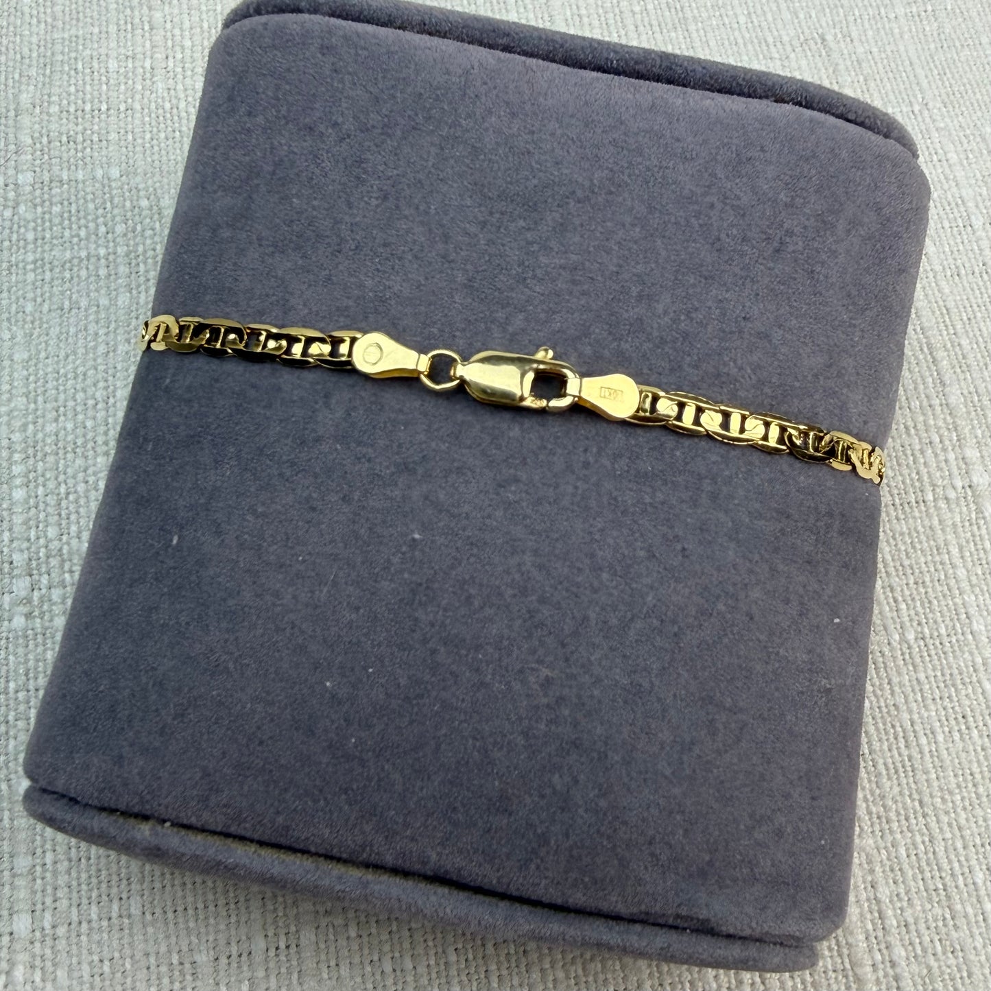 Italian Solid 10K Yellow Gold Mariner Link Bracelet, 6.75", 2.61 g