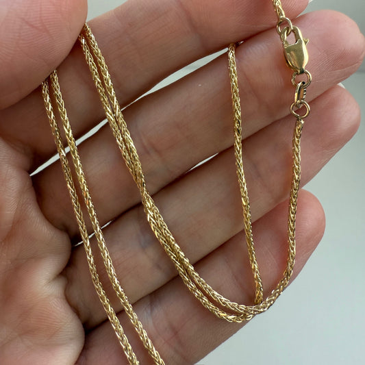 18" Solid 14K Yellow Gold Wheat Chain, 3.69 g