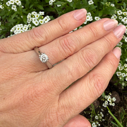 Solid Platinum .50 Carat Natural Octagon Cut Diamond Solitaire Ring, 4.81 grams