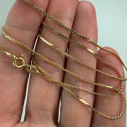 18" Solid 14K Yellow Gold Italian Arezzo Serpentine Chain, 2.77 g