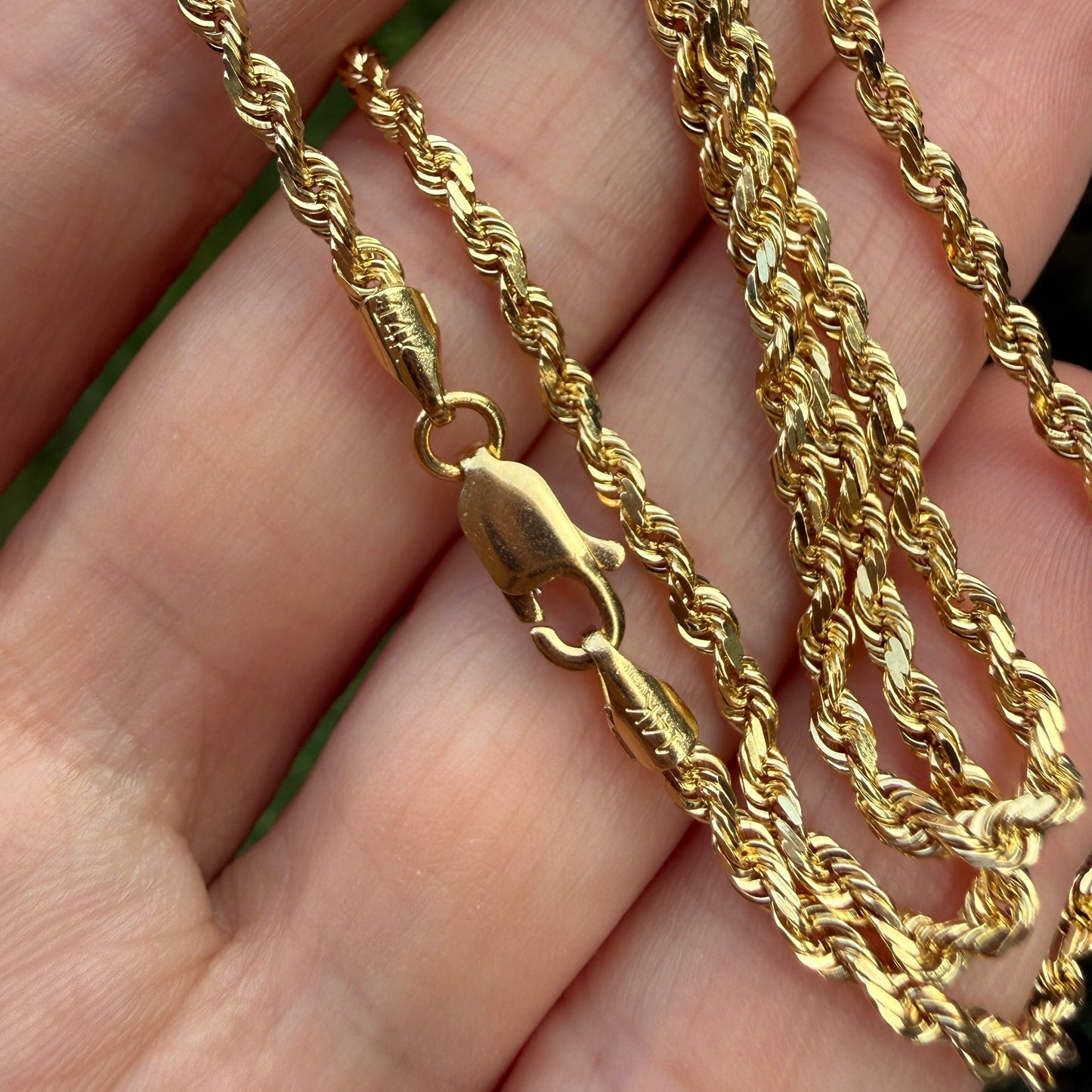 18" Solid 14K Yellow Gold Faceted Rope Chain, 8.52 g
