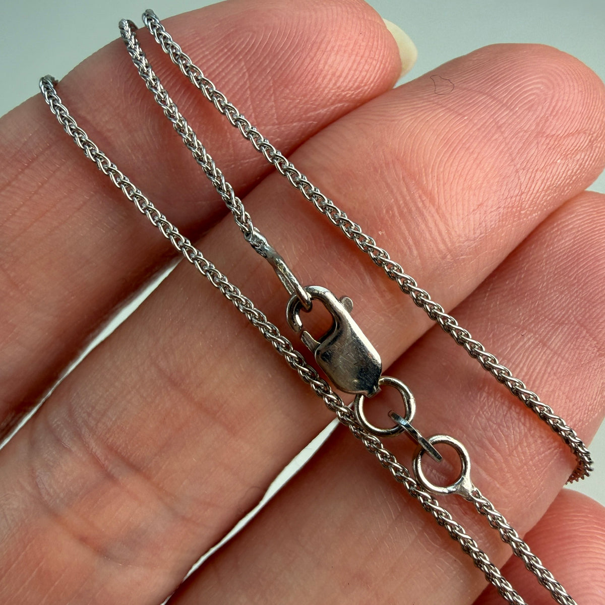 20" Solid 14K White Gold Wheat Chain, 2.46 g