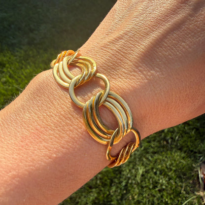 6.5" Italian Solid 14K Yellow Gold Bold Fancy Link Bracelet, 18.75 g