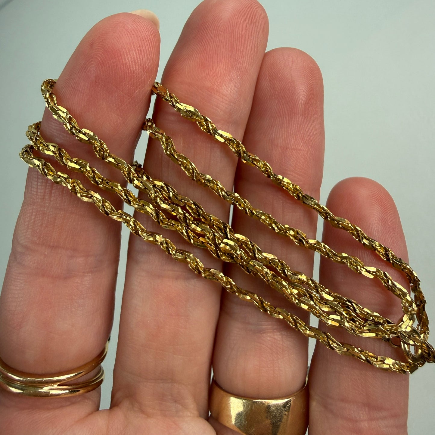 20.5" Italian Solid 14K Yellow Gold Faceted Singapore Chain, 4.14 g