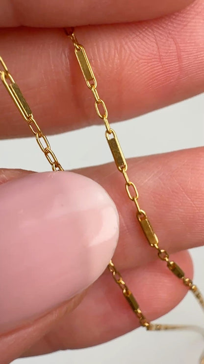 24" Solid 14K Yellow Gold Bar and Cable Link Chain, 3.07 g