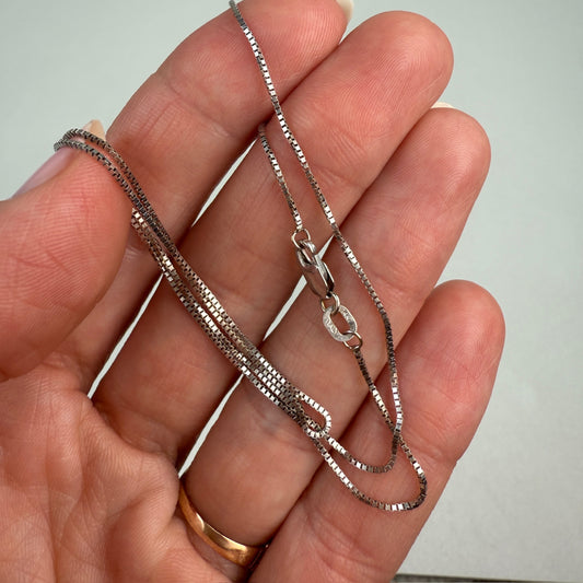 16.25" Italian Solid 14K White Gold Box Chain 1.72 g