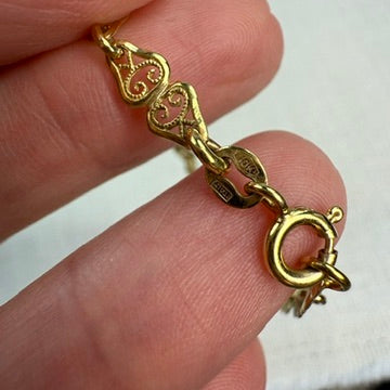 7" Vintage Solid 10K Yellow Gold Italian Filigree Bracelet, 3.6 g