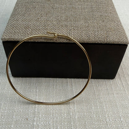 Solid 14K Yellow Gold Classic Hook and Ball Clasp Bangle, 6.75"