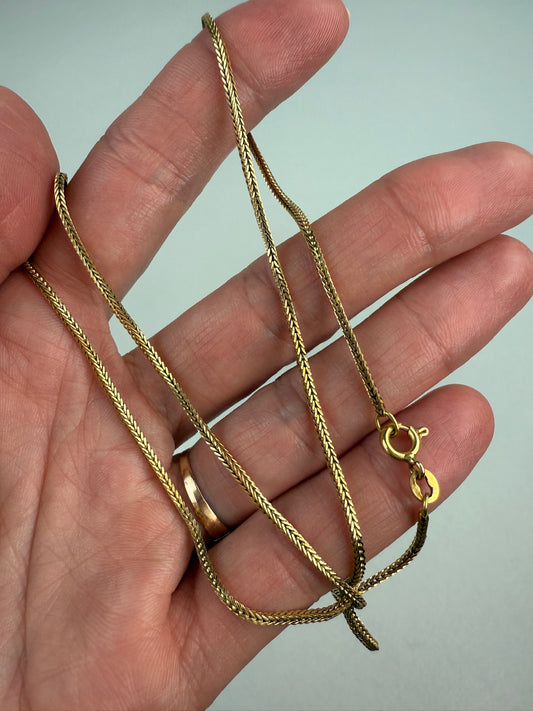 18" Italian Solid 14K Yellow Gold Square Wheat Chain, 5.76 g