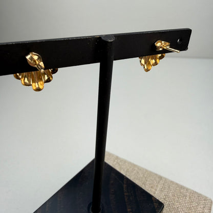 Estate 14k Solid Yellow Gold Scalloped Stud Earrings, .73g