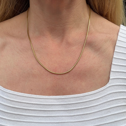 19.25" Italian Solid 14K Yellow Gold Snake Link Chain, 8.9 g