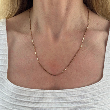 20" Solid 14K Yellow Gold Italian Box Chain, 3.85 g