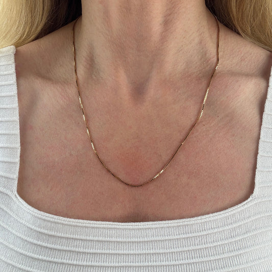 20" Solid 14K Yellow Gold Italian Box Chain, 3.85 g