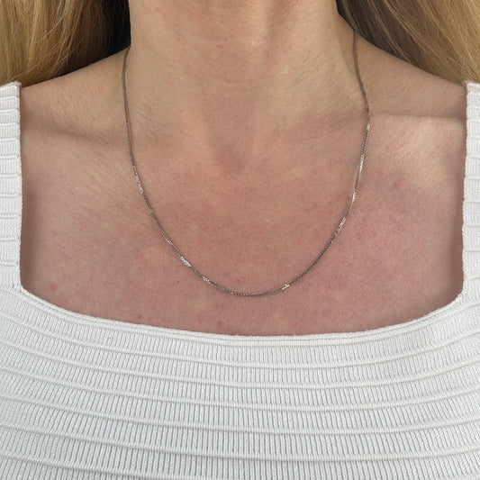 20" Solid 14K White Gold Wheat Chain, 2.69