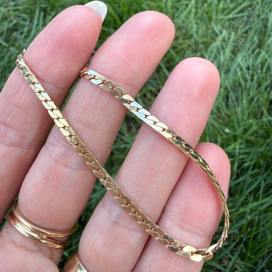 6.75" 14K Yellow Gold Solid Flat Curb Bracelet, 4 g