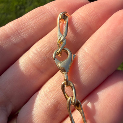 7" Italian Solid 14K Yellow Gold Alternating Link Bracelet, 7.85 g