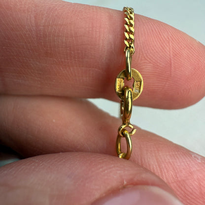 6.5+" Solid 14K Yellow Gold Italian UNOARRE Station Link Bracelet, 2.0 g