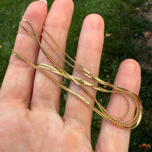 15.75" Italian Solid 14K Yellow Gold Double Strand S Link Chain, 4.45 g