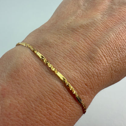 6.75" 14K Yellow Gold Italian Alternating Fancy Link Bracelet, 1.60 g