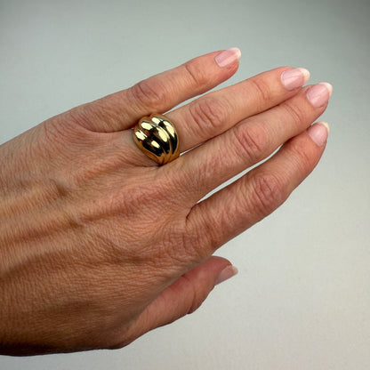 10K Solid Yellow Gold Wave Domed Ring Size 5.5