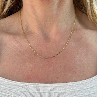 18" Solid 14K Yellow Gold Fine Singapore Link Chain, 1.15 g