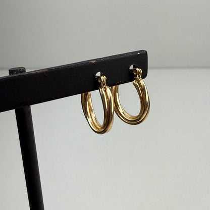 Estate 14k Solid Yellow Gold Small Classic Twisted Hoop, 1.22 g