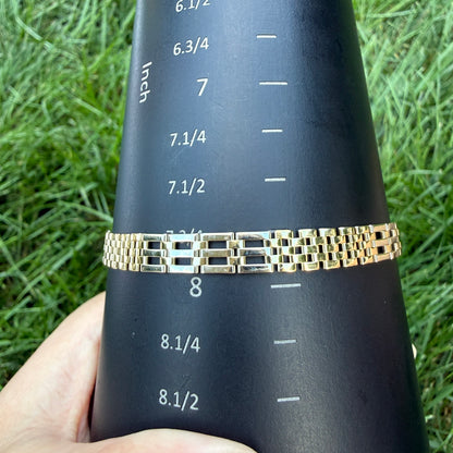7.75" Solid 14K Yellow Gold Geometric Link Bracelet with Statement Lobster Clasp, 9.81 g