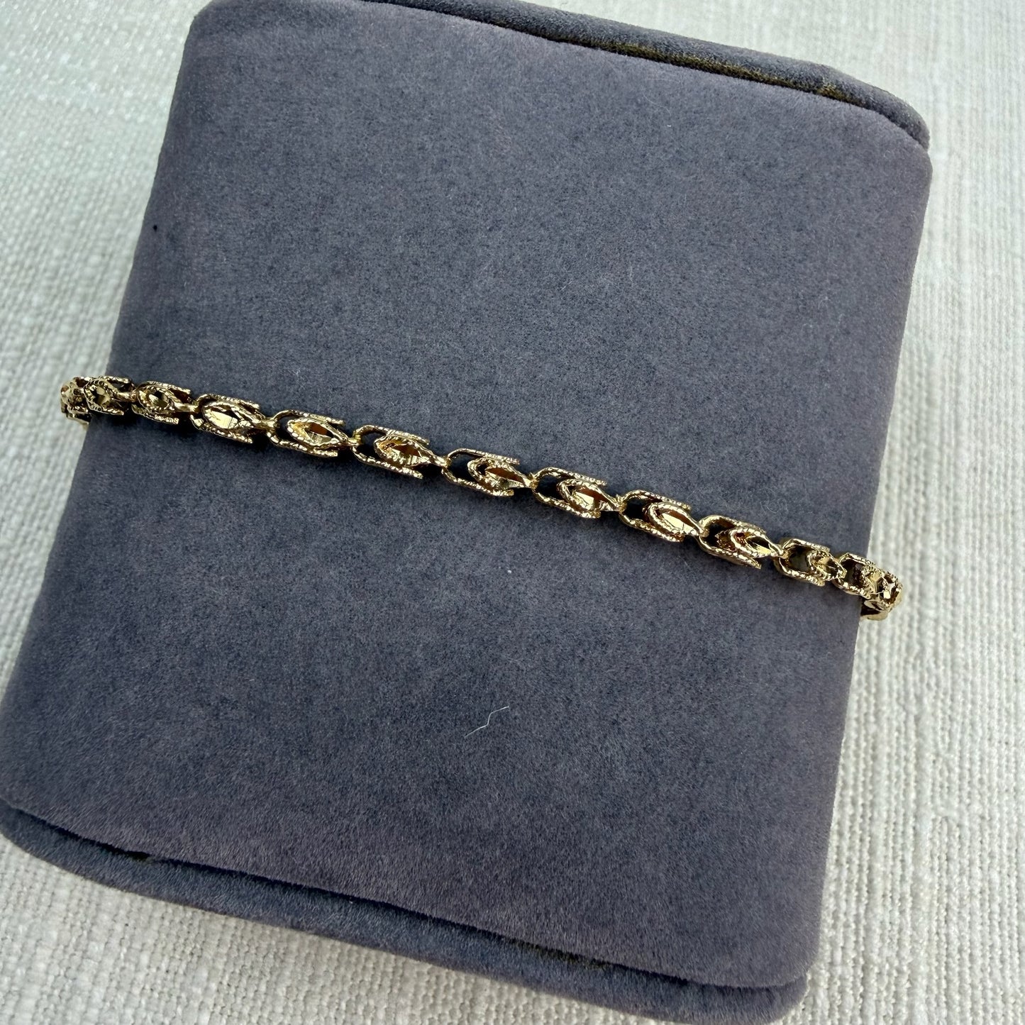 7.25" Vintage Solid 14K Yellow Gold Turkish Link Bracelet, 4.46 g