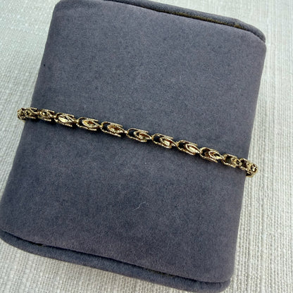 7.25" Vintage Solid 14K Yellow Gold Turkish Link Bracelet, 4.46 g