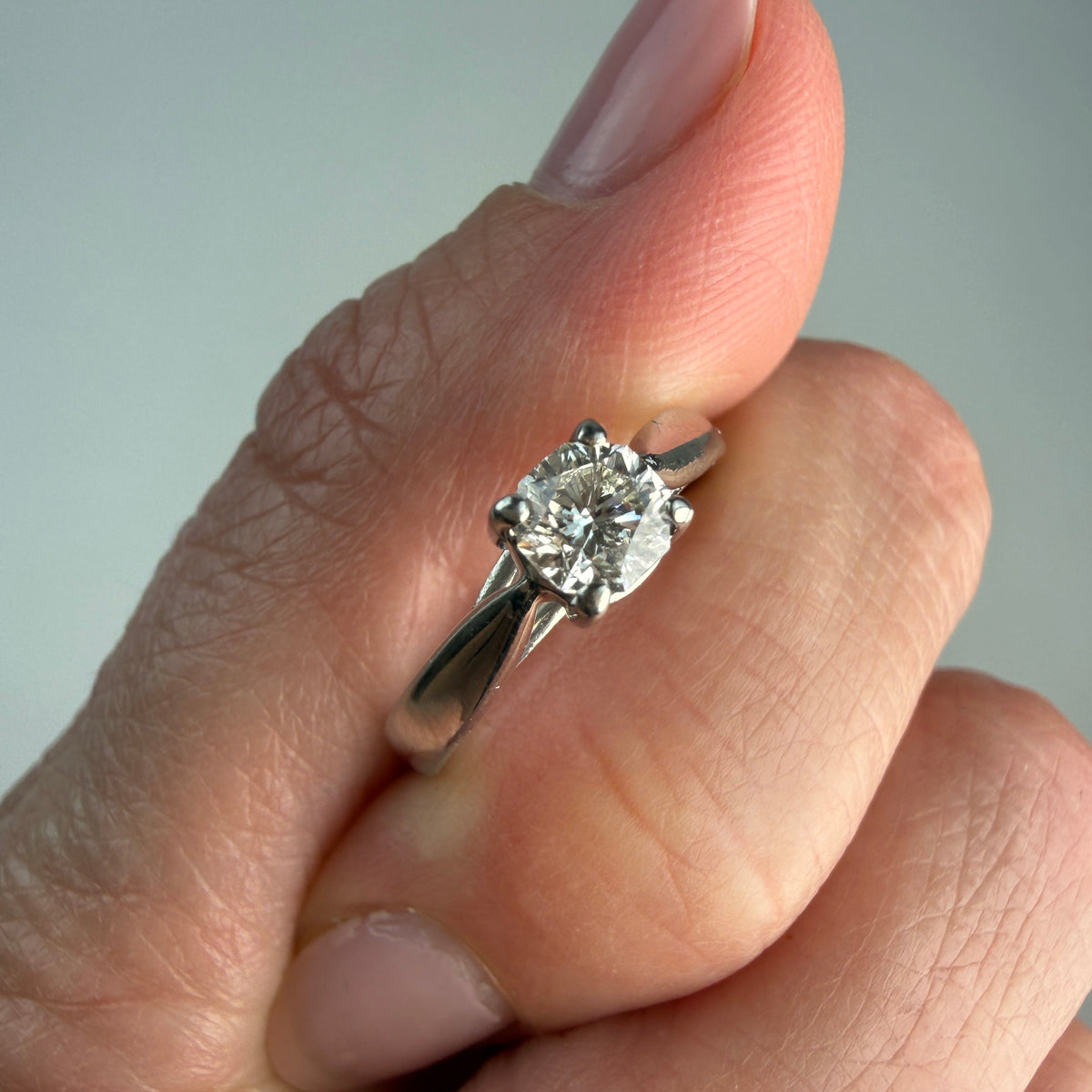 Solid Platinum .50 Carat Natural Octagon Cut Diamond Solitaire Ring, 4.81 grams