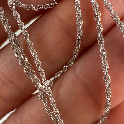 18" Solid 10K White Gold Classic Rope Chain, 1.93