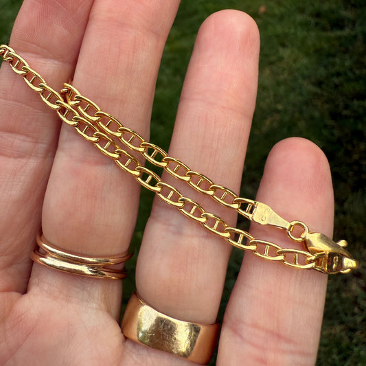6.75" Italian Solid 14K Yellow Gold Mariner Bracelet, 2 g