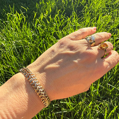 6.5" Vintage Italian Solid 10K Yellow Gold Double Curb Link Bracelet, 6.44 g