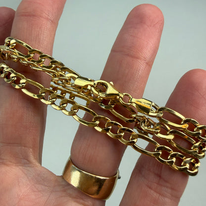 20" Italian Solid 14K Yellow Gold Classic Figaro Chain, 9.33 g
