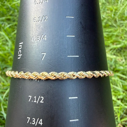 7.25" Solid 10K Yellow Gold Rope Bracelet, 2.73 g