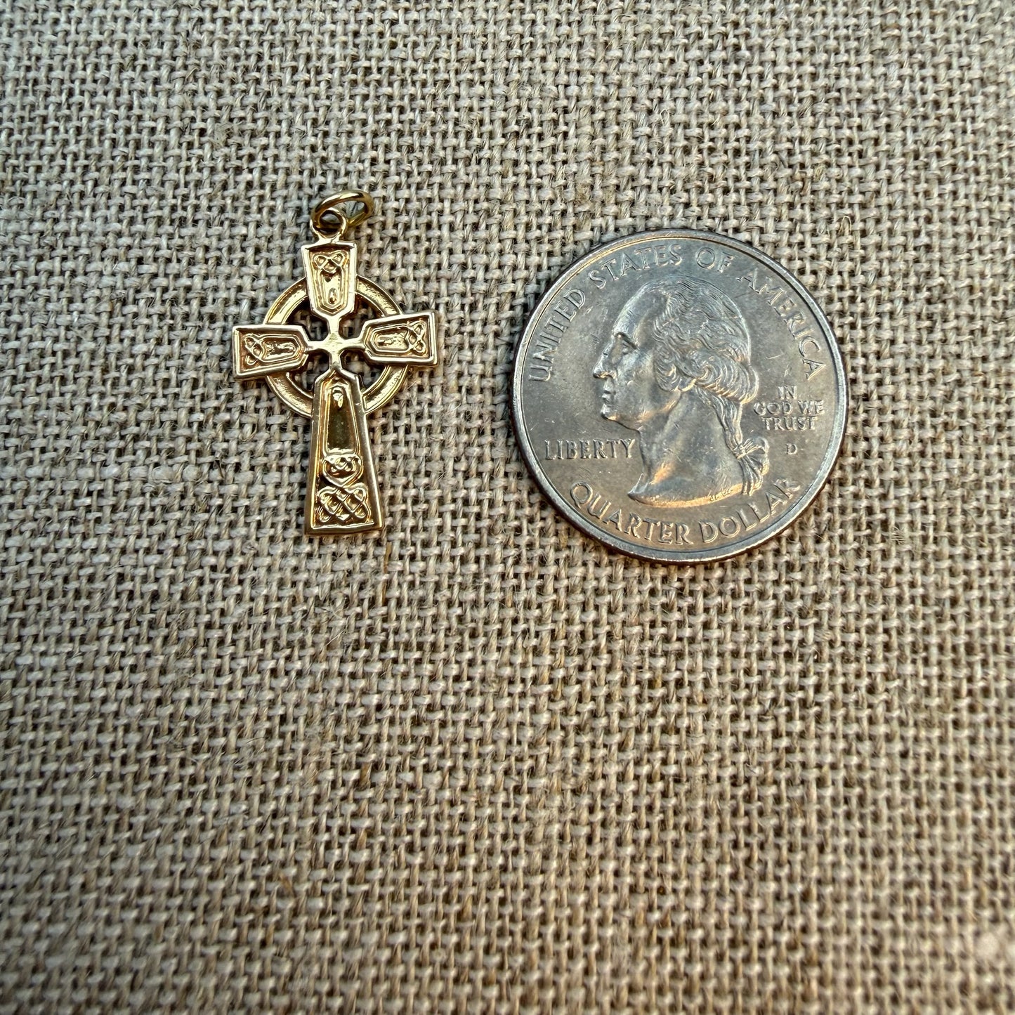 Solid 14K Yellow Gold Celtic Revival Style Cross — 1.9 grams