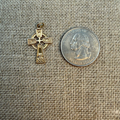 Solid 14K Yellow Gold Celtic Revival Style Cross — 1.9 grams