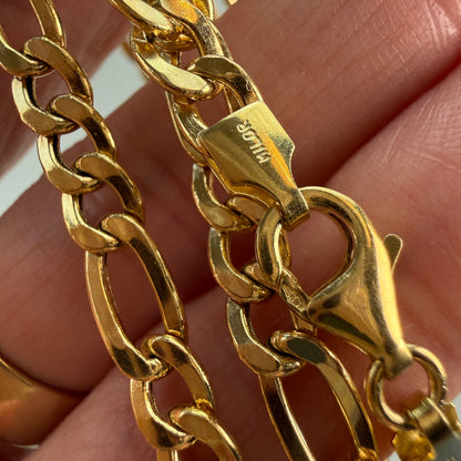 20" Italian Solid 14K Yellow Gold Classic Figaro Chain, 9.33 g